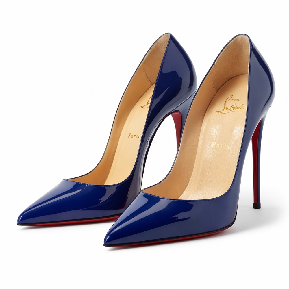 Christian Louboutin Size 40.5 Blue Patent So Kate Pointed-Toe Pumps Heels 85mm